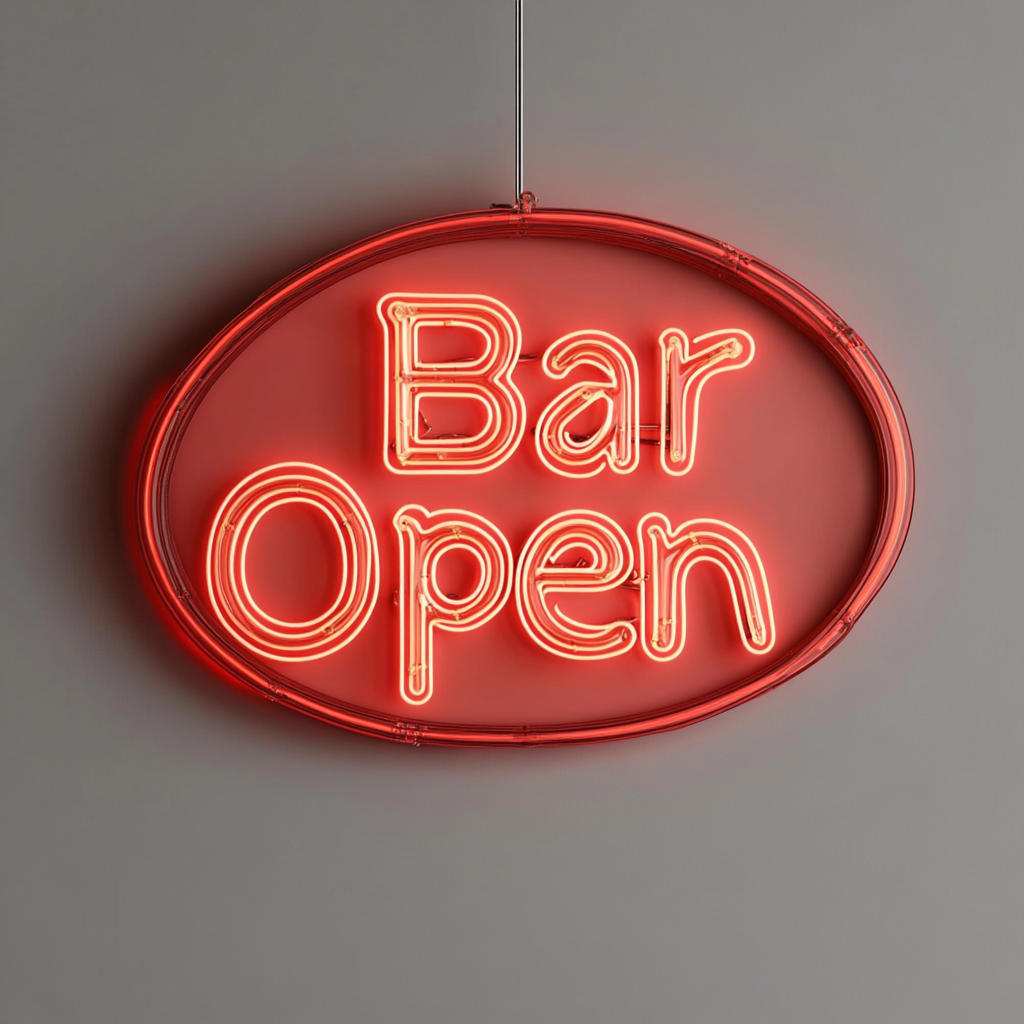 "Bar Open" - Red Neon Sign, 24 Inches