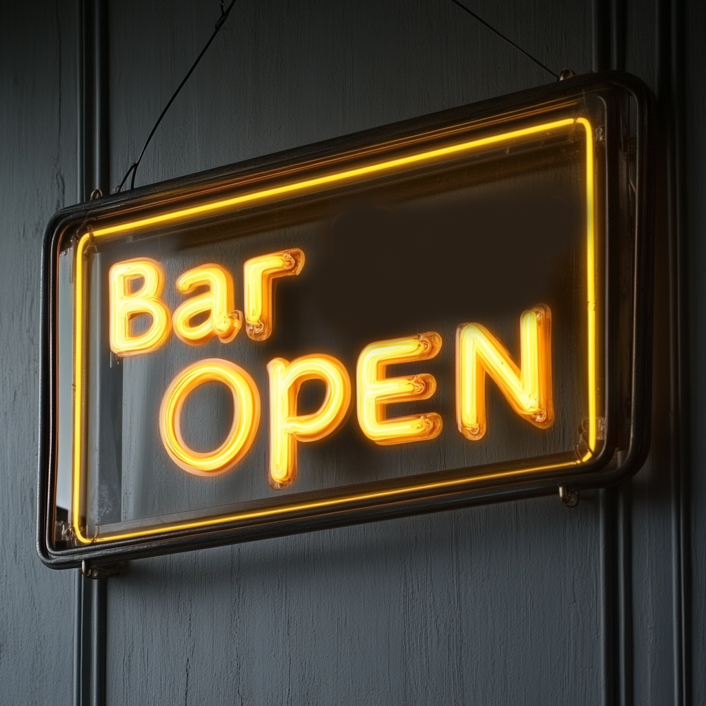 "Bar Open" - Yellow Neon Sign, 24 Inches