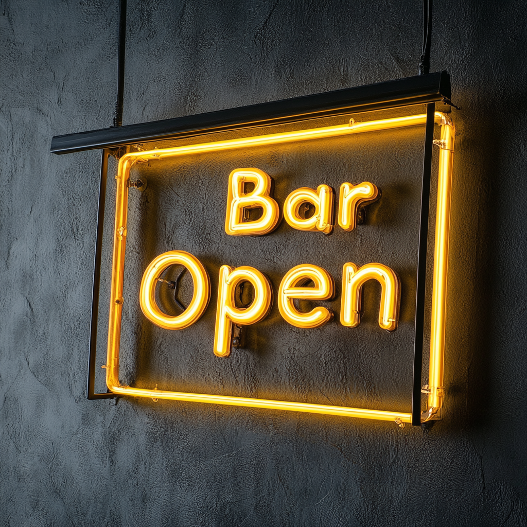 "Bar Open" - Yellow Neon Sign, 24 Inches