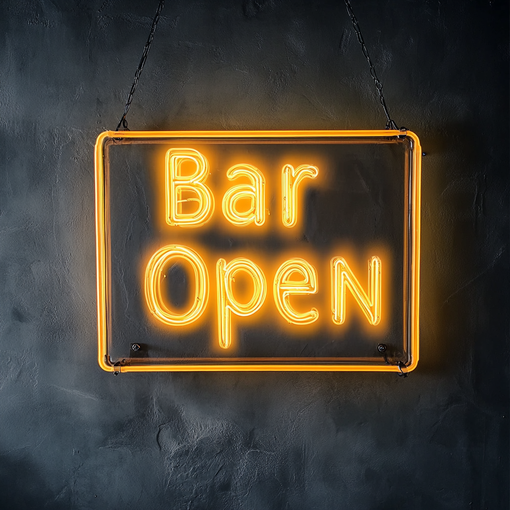 "Bar Open" - Yellow Neon Sign, 24 Inches