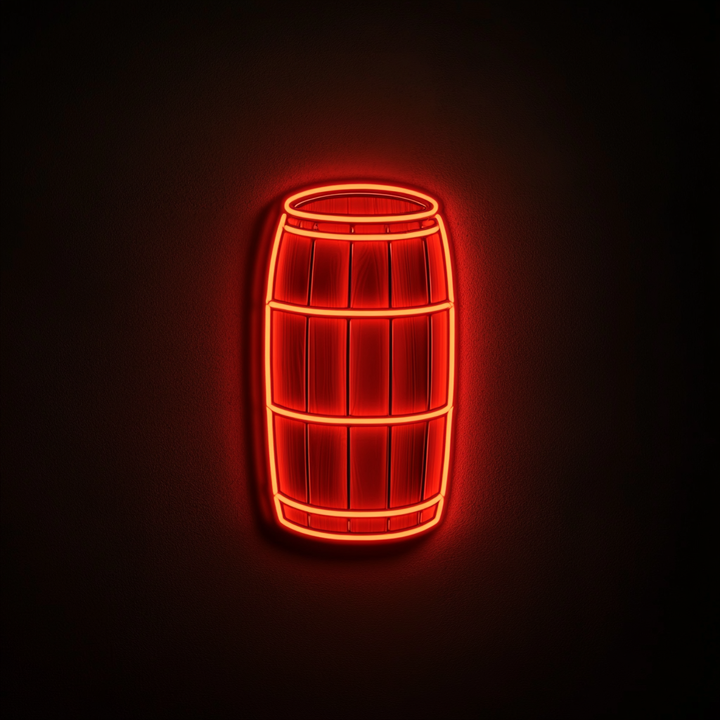 Barrel of Beer - Red Neon Sign, 24 Inches