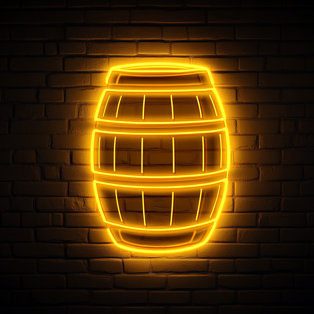 Barrel of Beer - Yellow Neon Sign, 18 Inches