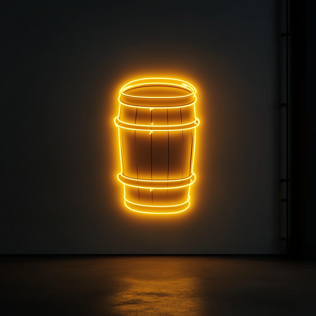 Barrel of Beer - Yellow Neon Sign, 18 Inches