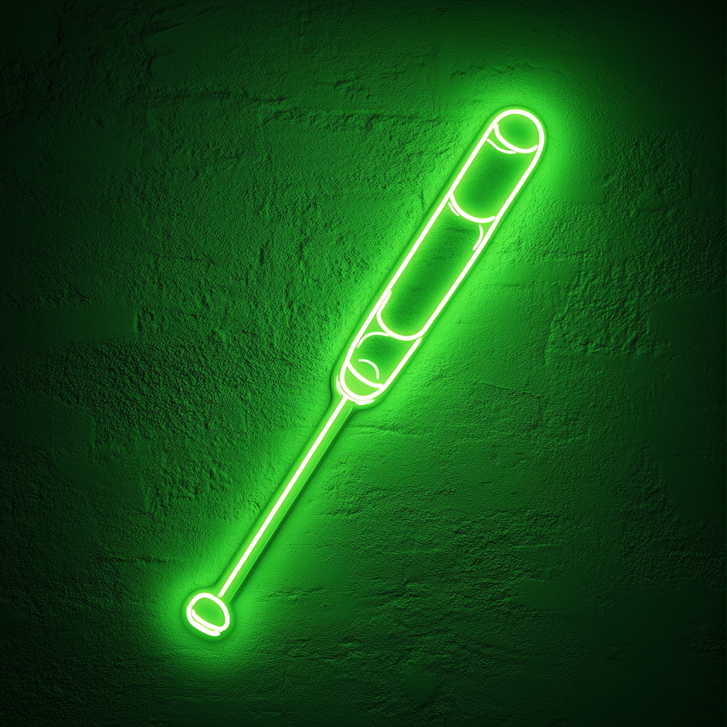 Baseball Bat - Green Neon Sign, 18 Inches