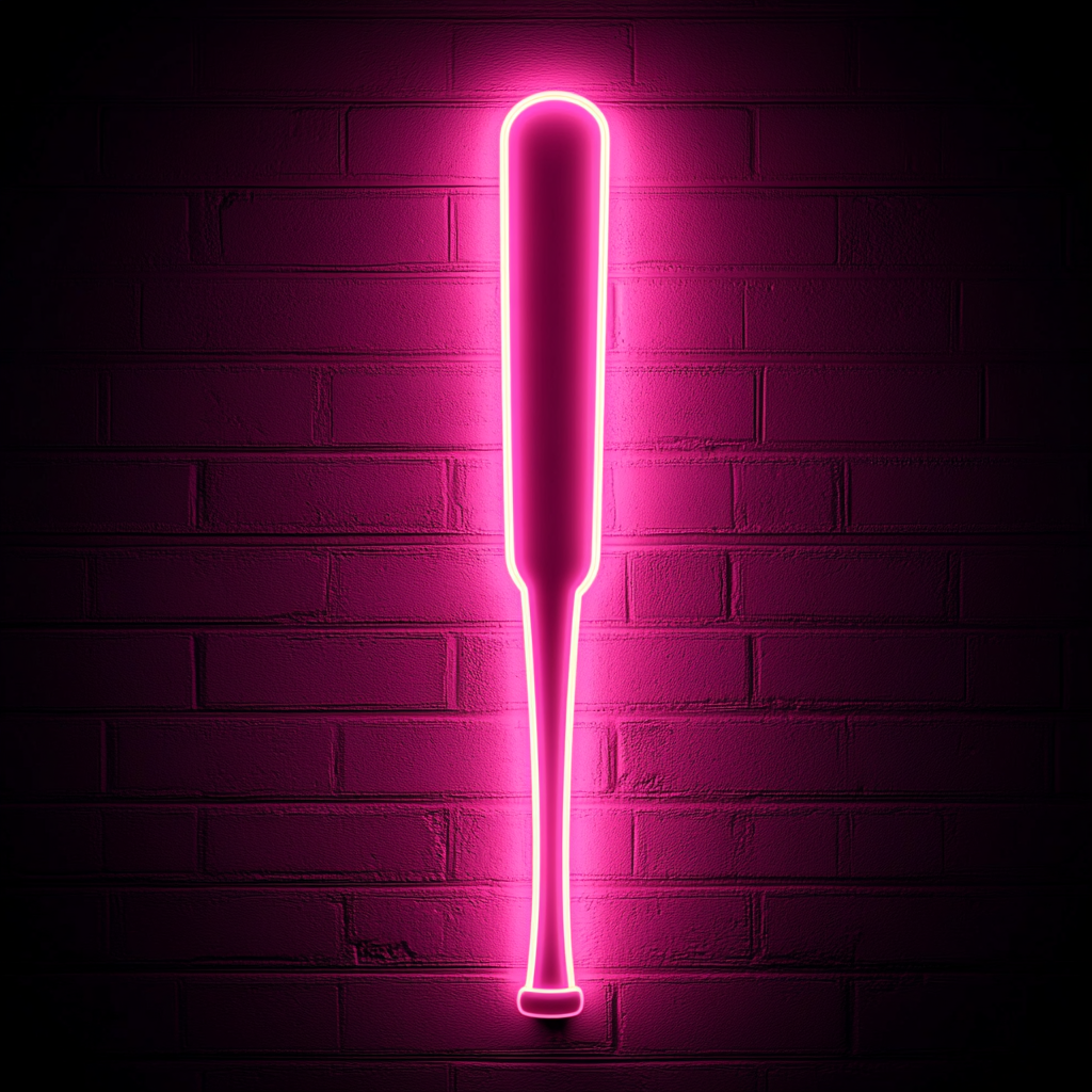 Baseball Bat - Pink Neon Sign, 18 Inches