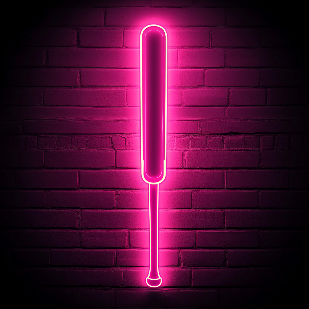 Baseball Bat - Pink Neon Sign, 24 Inches