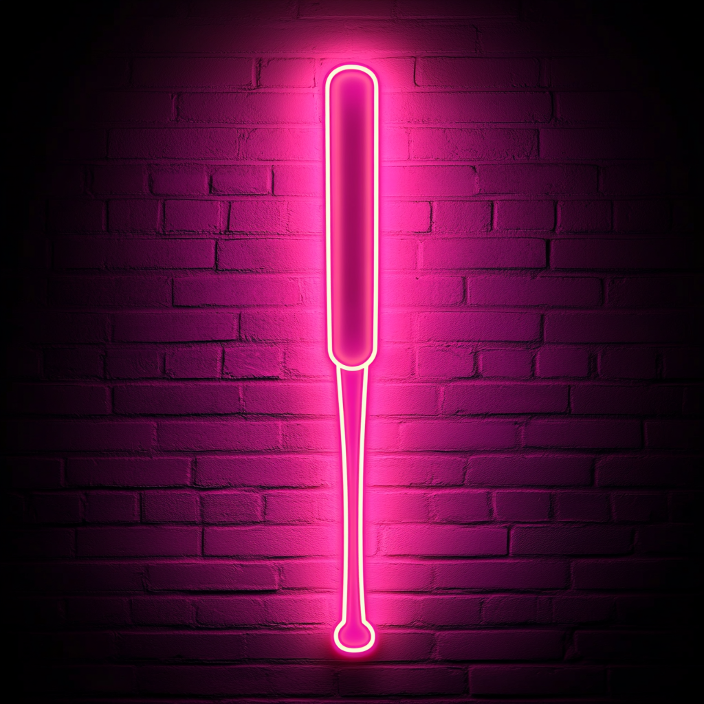 Baseball Bat - Pink Neon Sign, 24 Inches