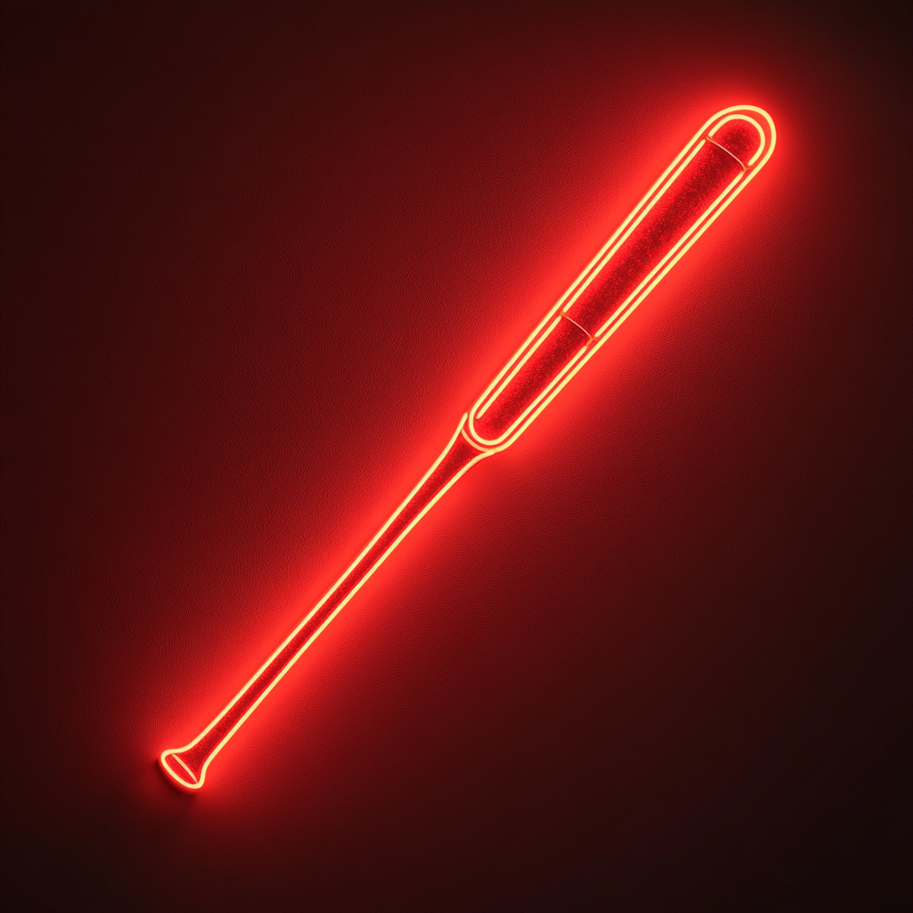 Baseball Bat - Red Neon Sign, 18 Inches