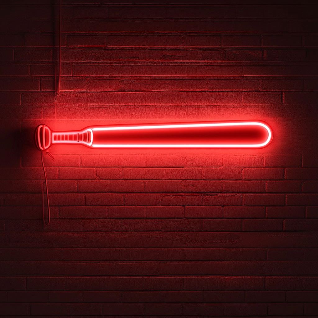 Baseball Bat - Red Neon Sign, 18 Inches