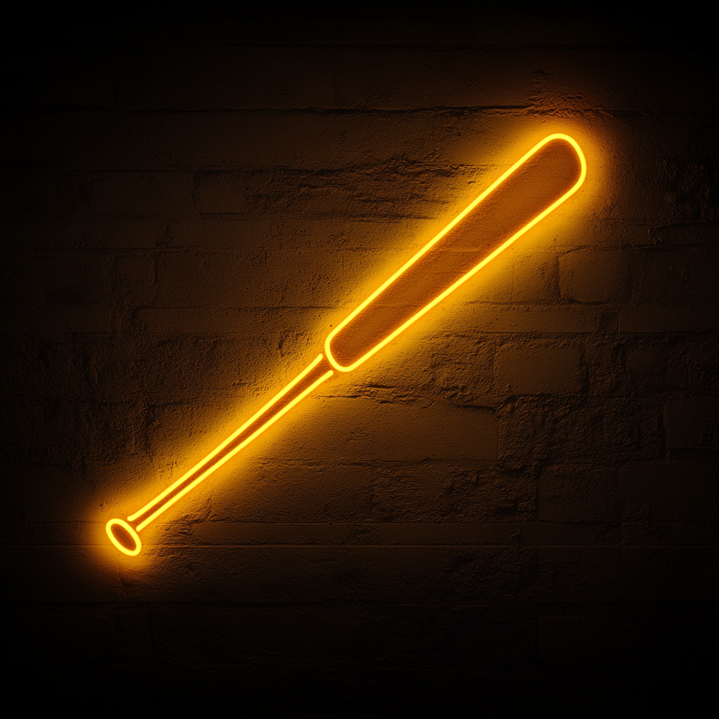 Baseball Bat - Yellow Neon Sign, 18 Inches