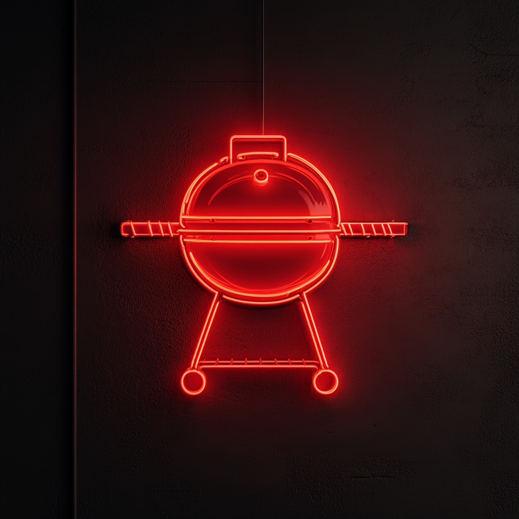 BBQ Grill - Red Neon Sign, 18 Inches