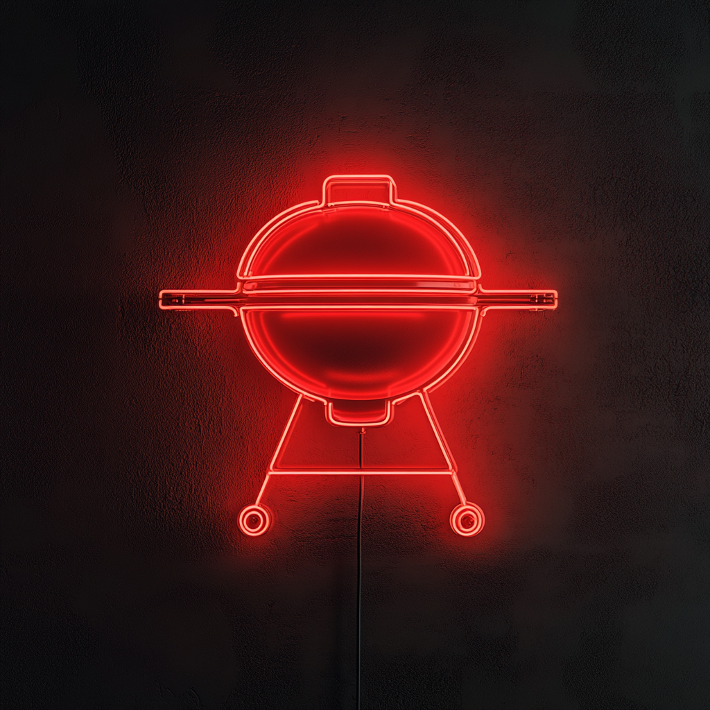 BBQ Grill - Red Neon Sign, 24 Inches