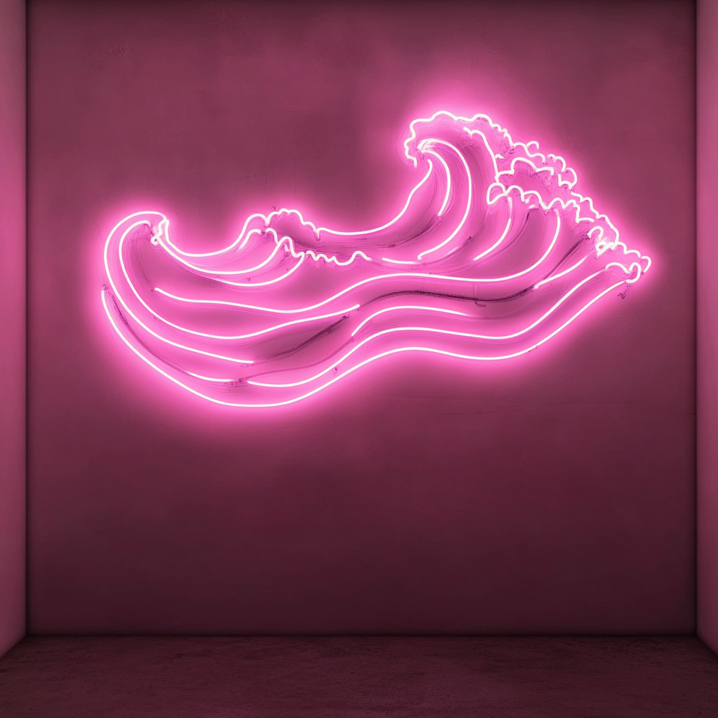 Beach Waves - Pink Neon Sign, 18 Inches