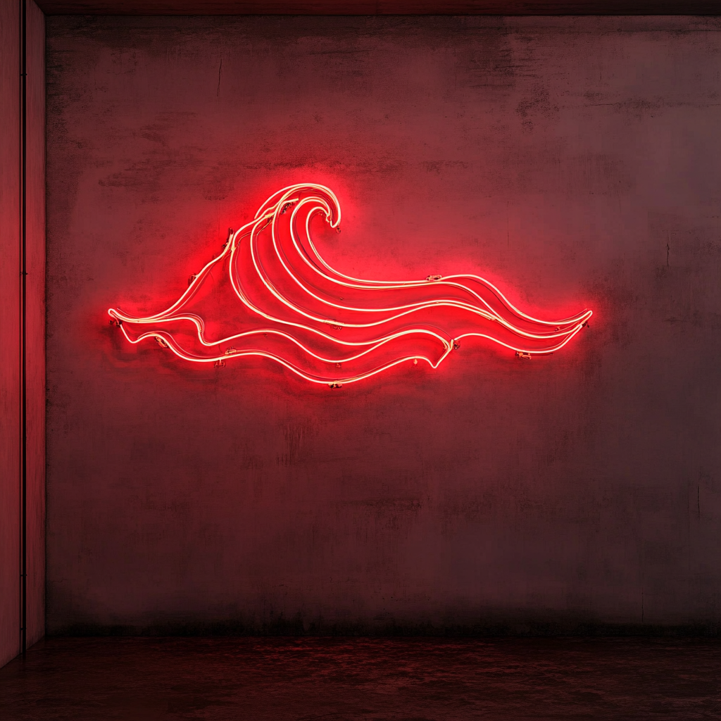 Beach Waves - Red Neon Sign, 24 Inches