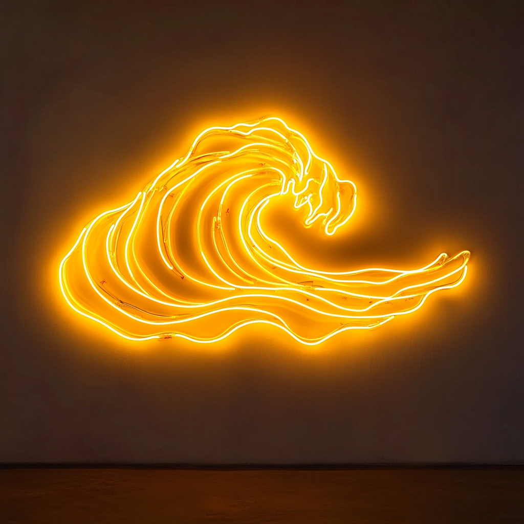 Beach Waves - Yellow Neon Sign, 18 Inches