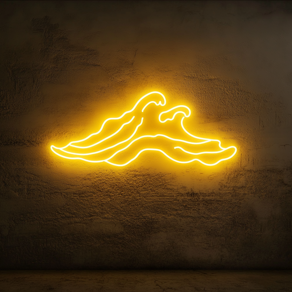 Beach Waves - Yellow Neon Sign, 18 Inches