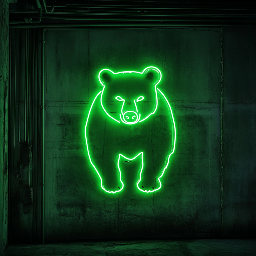 Bear Outline - Green Neon Sign, 24 Inches