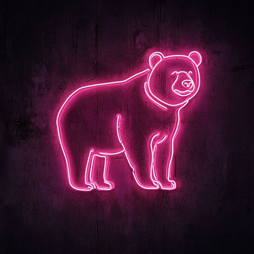 Bear Outline - Pink Neon Sign, 24 Inches