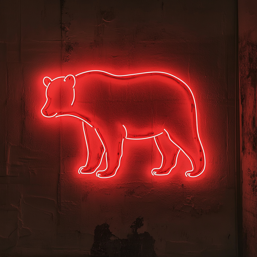 Bear Outline - Red Neon Sign, 24 Inches
