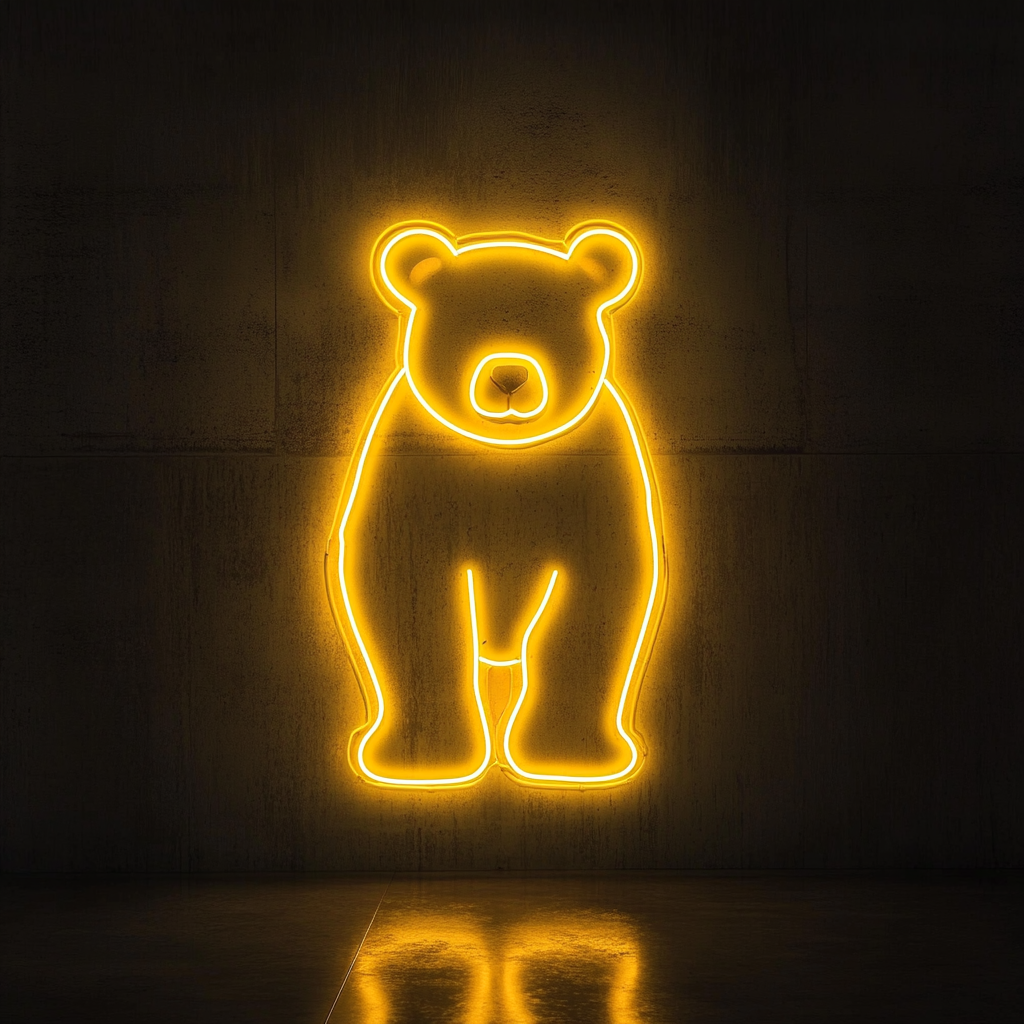 Bear Outline - Yellow Neon Sign, 24 Inches