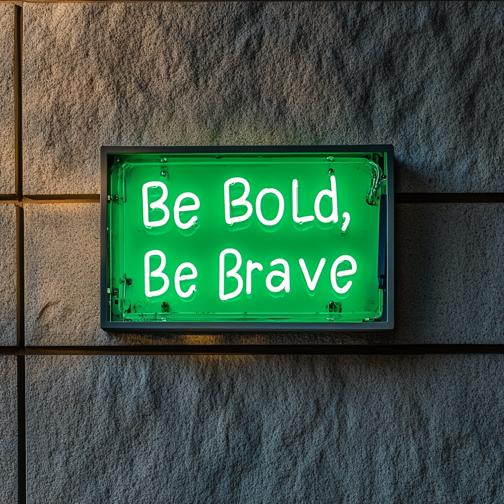 "Be Bold, Be Brave" - Green Neon Sign, 24 Inches