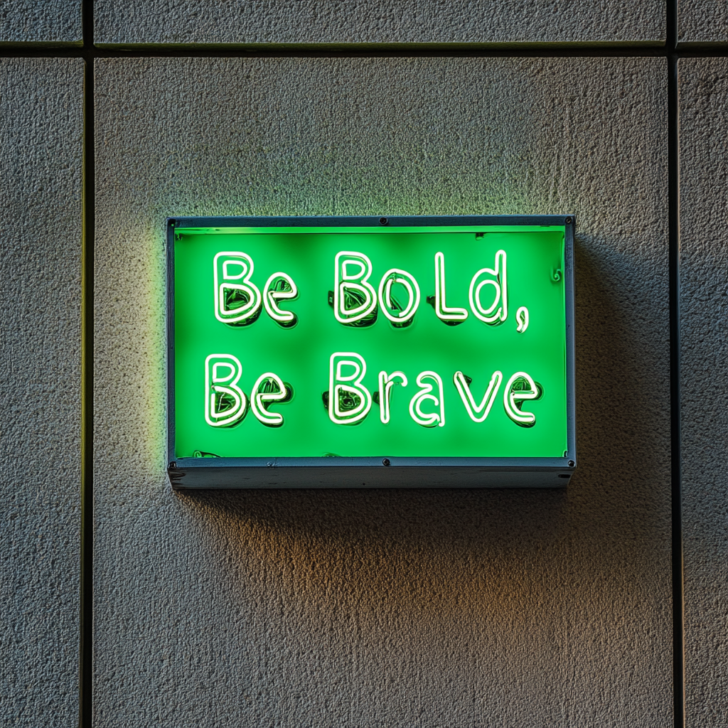 "Be Bold, Be Brave" - Green Neon Sign, 24 Inches