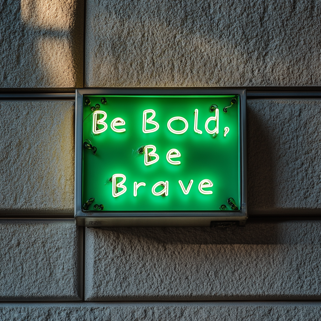 "Be Bold, Be Brave" - Green Neon Sign, 18 Inches
