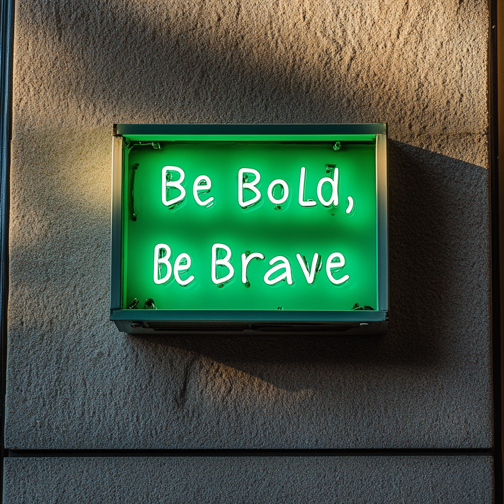 "Be Bold, Be Brave" - Green Neon Sign, 24 Inches