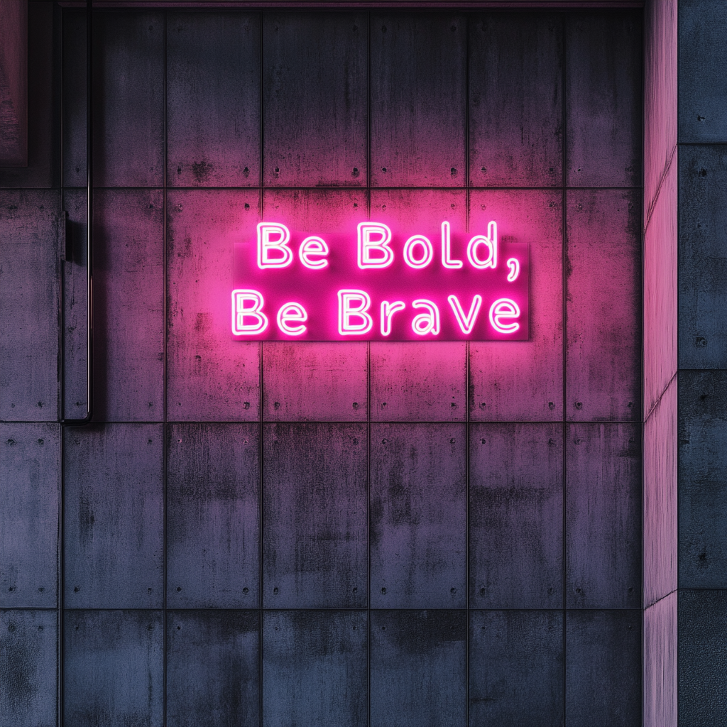 "Be Bold, Be Brave" - Pink Neon Sign, 24 Inches