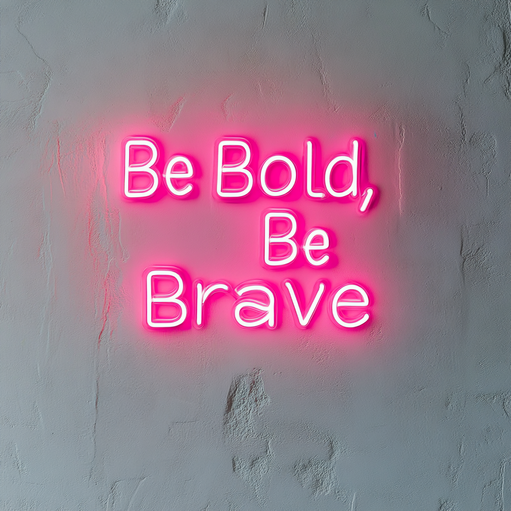 "Be Bold, Be Brave" - Pink Neon Sign, 24 Inches