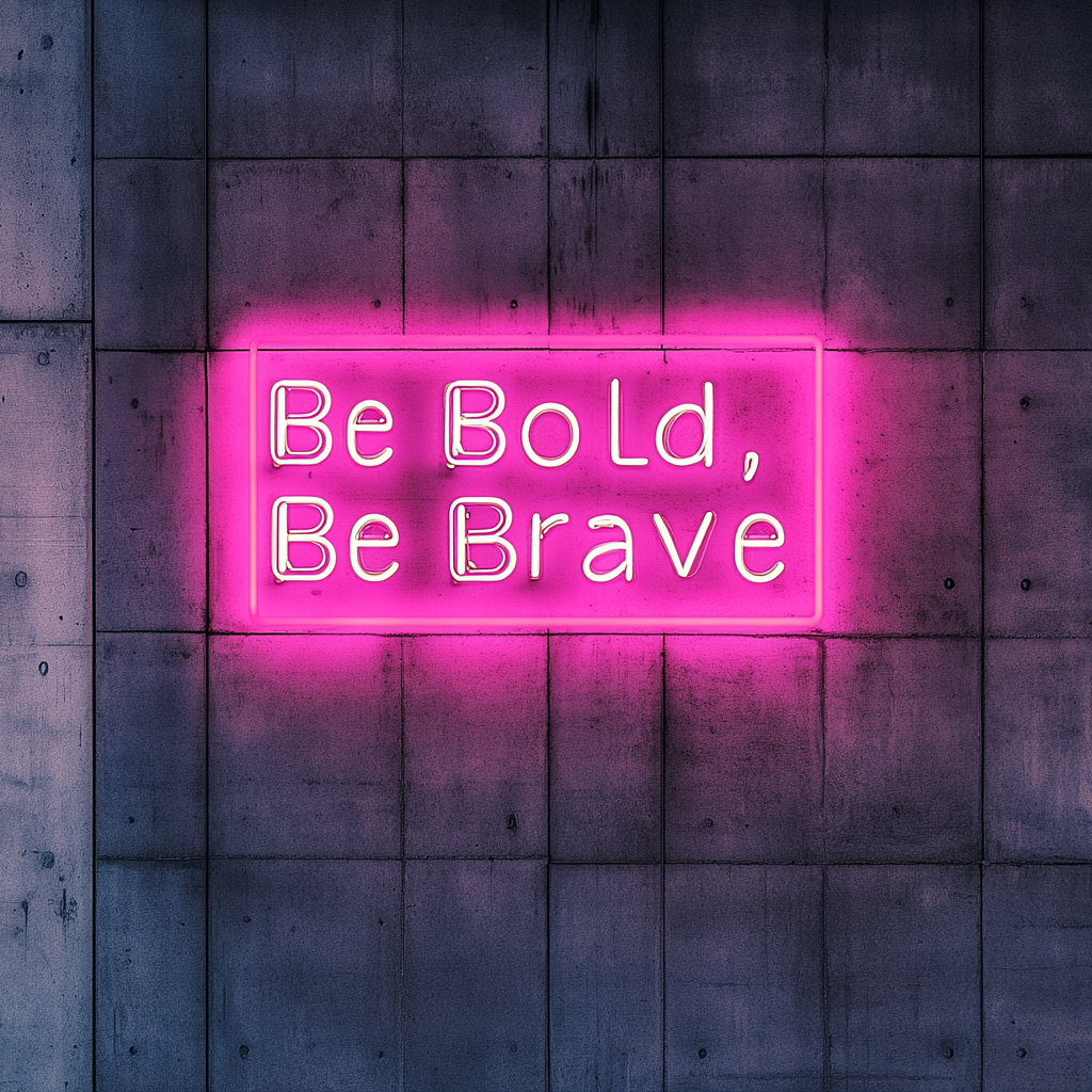 "Be Bold, Be Brave" - Pink Neon Sign, 18 Inches