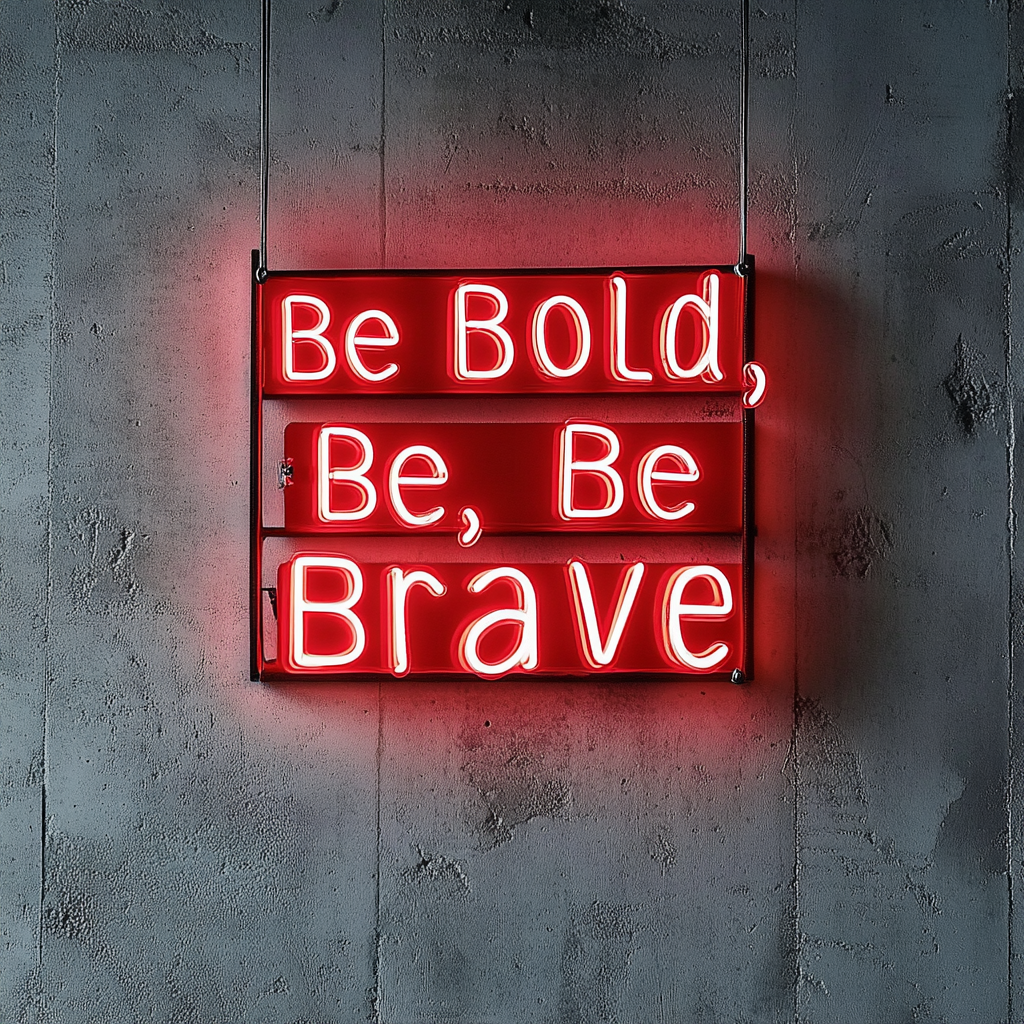 "Be Bold, Be Brave" - Red Neon Sign, 24 Inches