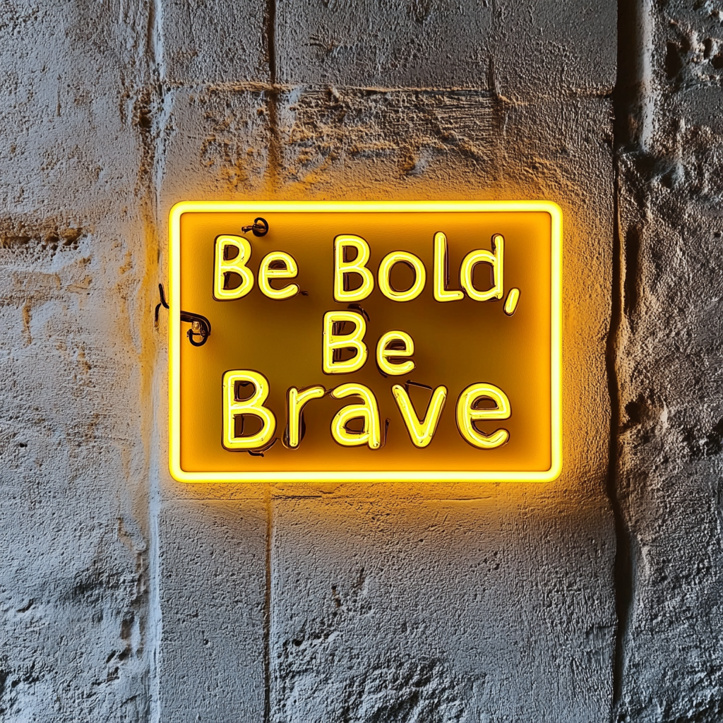 "Be Bold, Be Brave" - Yellow Neon Sign, 24 Inches