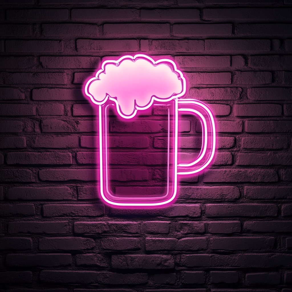 Beer Mug - Pink Neon Sign, 18 Inches