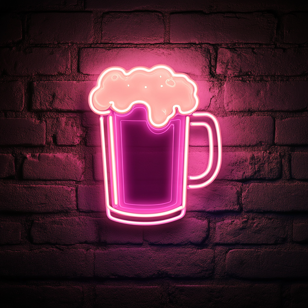 Beer Mug - Pink Neon Sign, 18 Inches