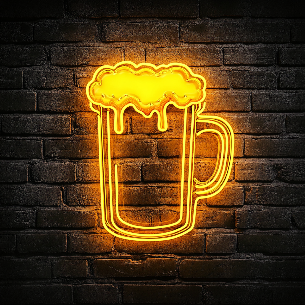 Beer Mug - Yellow Neon Sign, 18 Inches