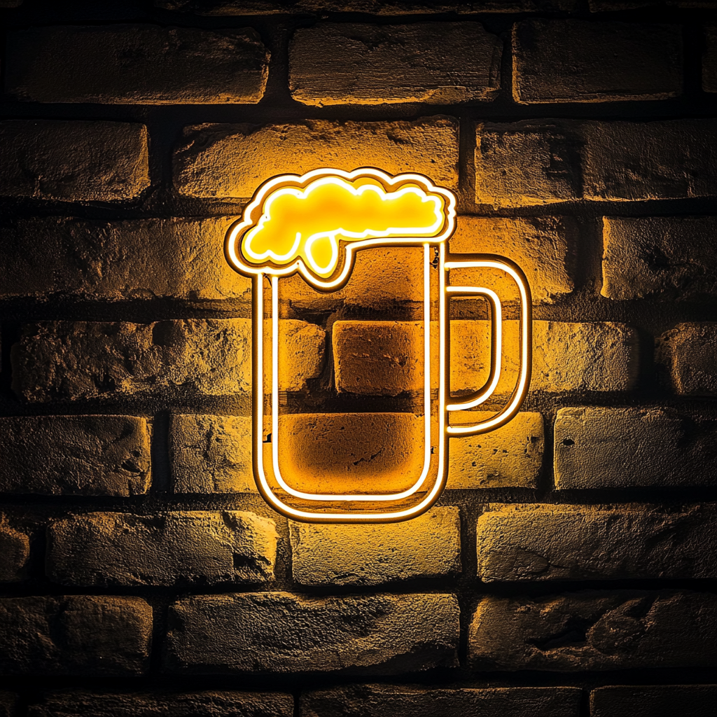 Beer Mug - Yellow Neon Sign, 18 Inches