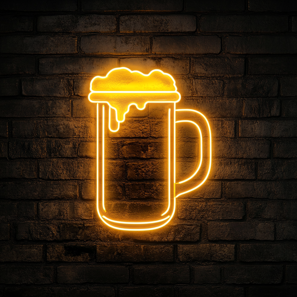 Beer Mug - Yellow Neon Sign, 18 Inches