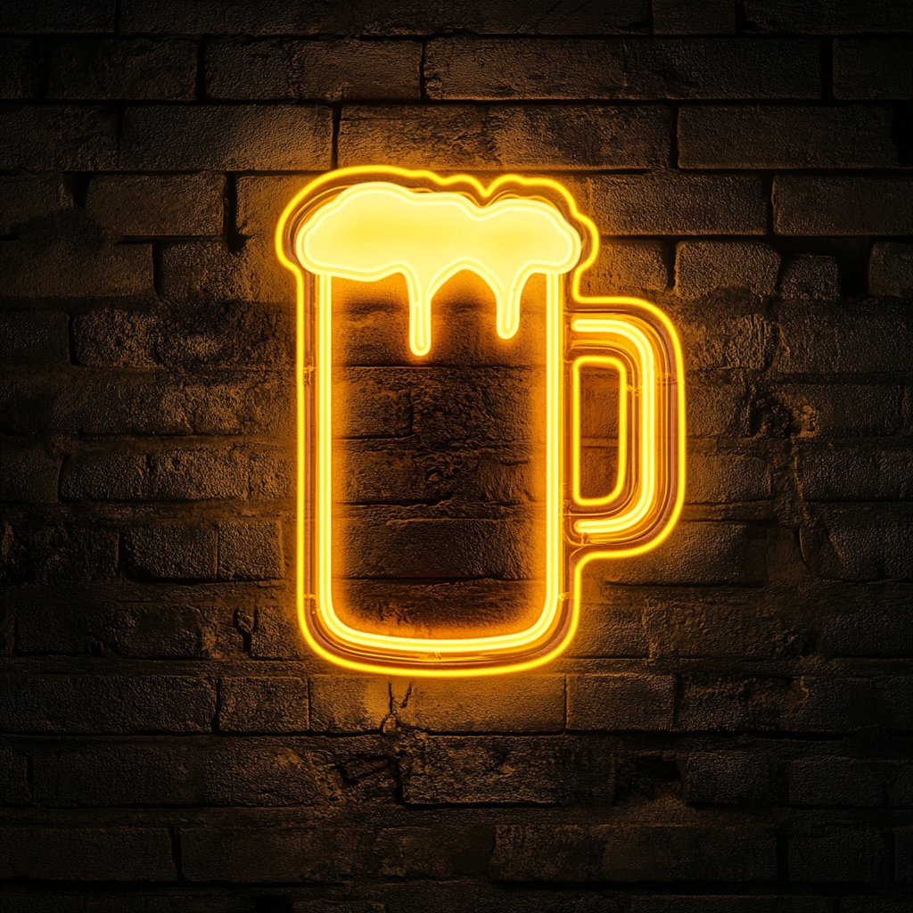 Beer Mug - Yellow Neon Sign, 18 Inches