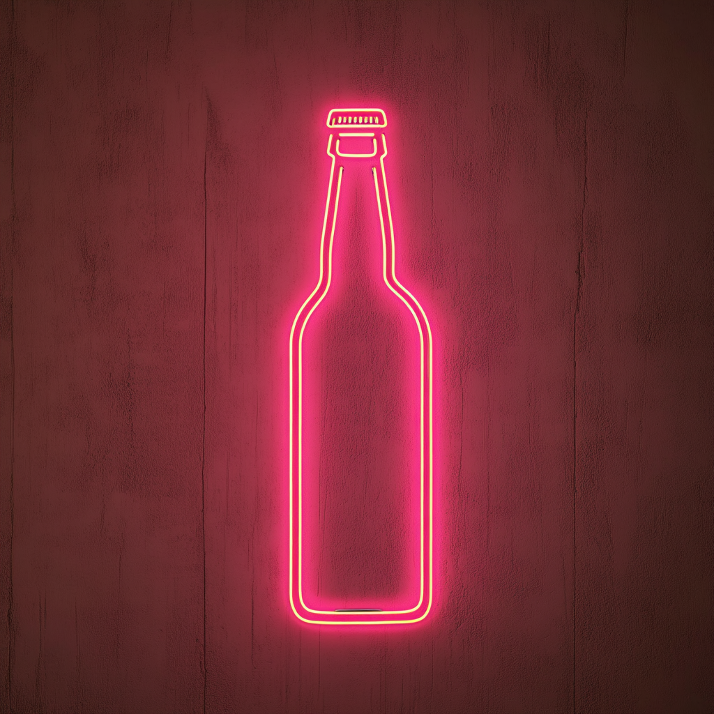 Beer Bottle - Pink Neon Sign, 18 Inches