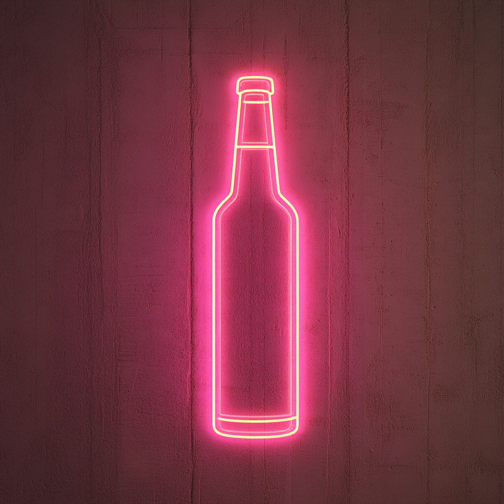 Beer Bottle - Pink Neon Sign, 18 Inches