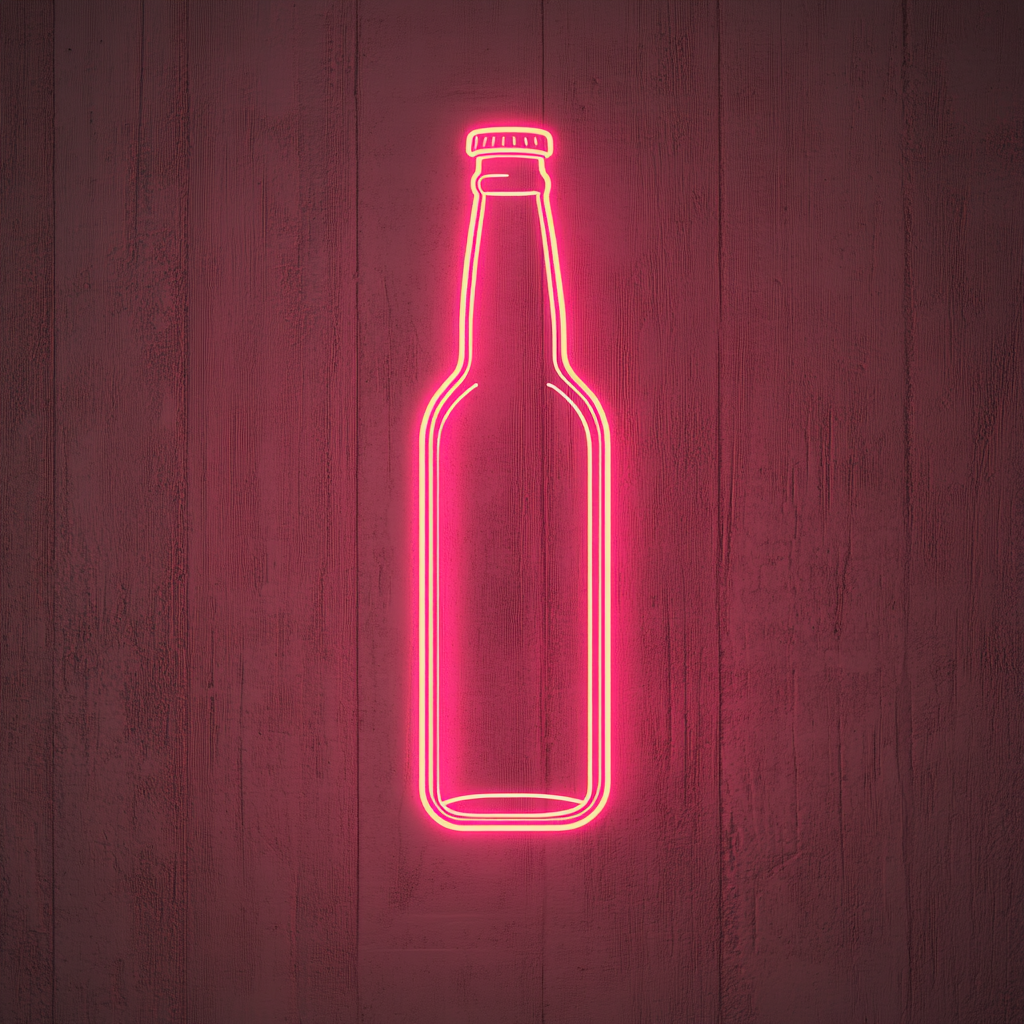 Beer Bottle - Pink Neon Sign, 18 Inches