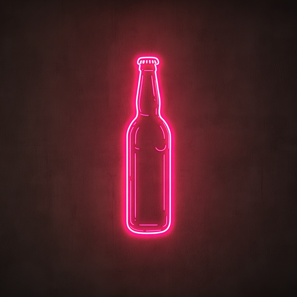 Beer Bottle - Pink Neon Sign, 18 Inches