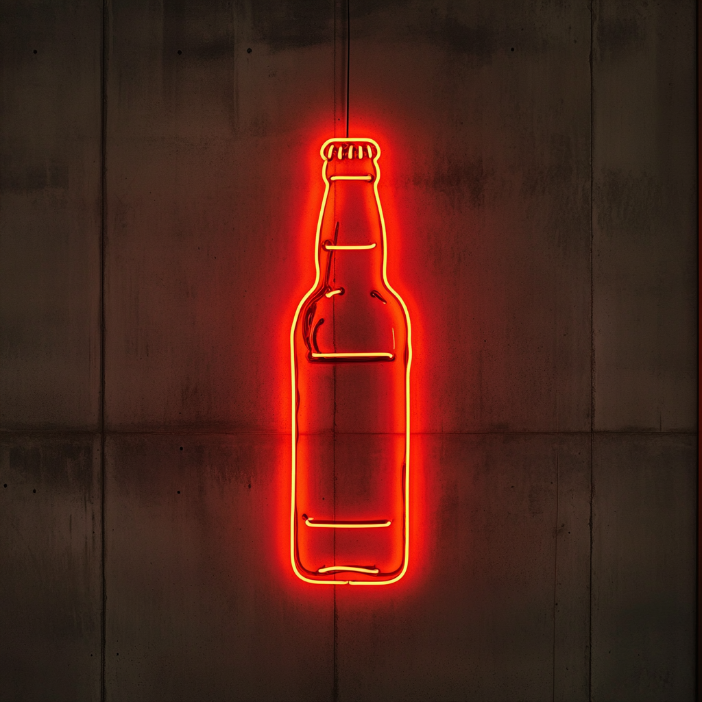 Beer Bottle - Red Neon Sign, 18 Inches