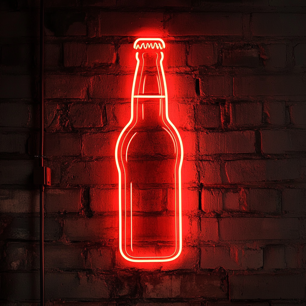 Beer Bottle - Red Neon Sign, 18 Inches