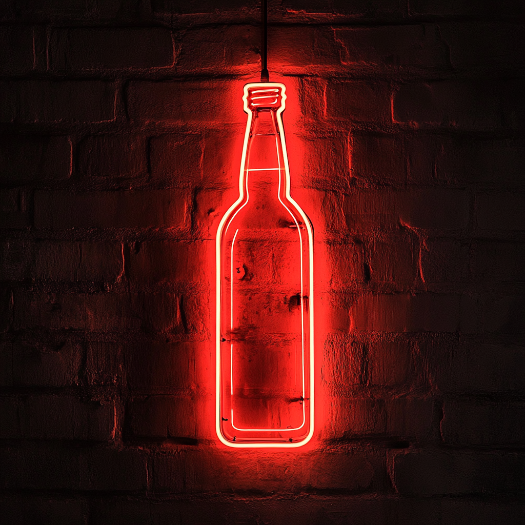 Beer Bottle - Red Neon Sign, 18 Inches