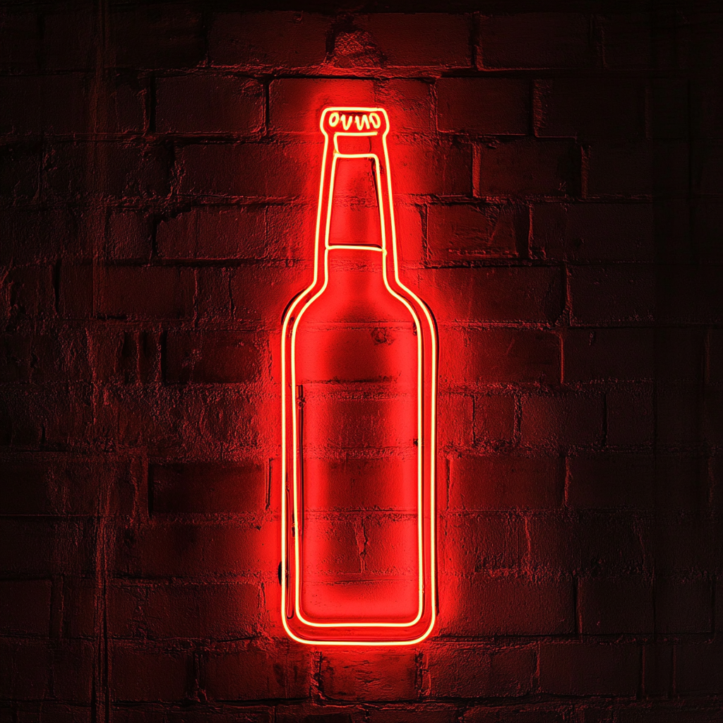 Beer Bottle - Red Neon Sign, 18 Inches