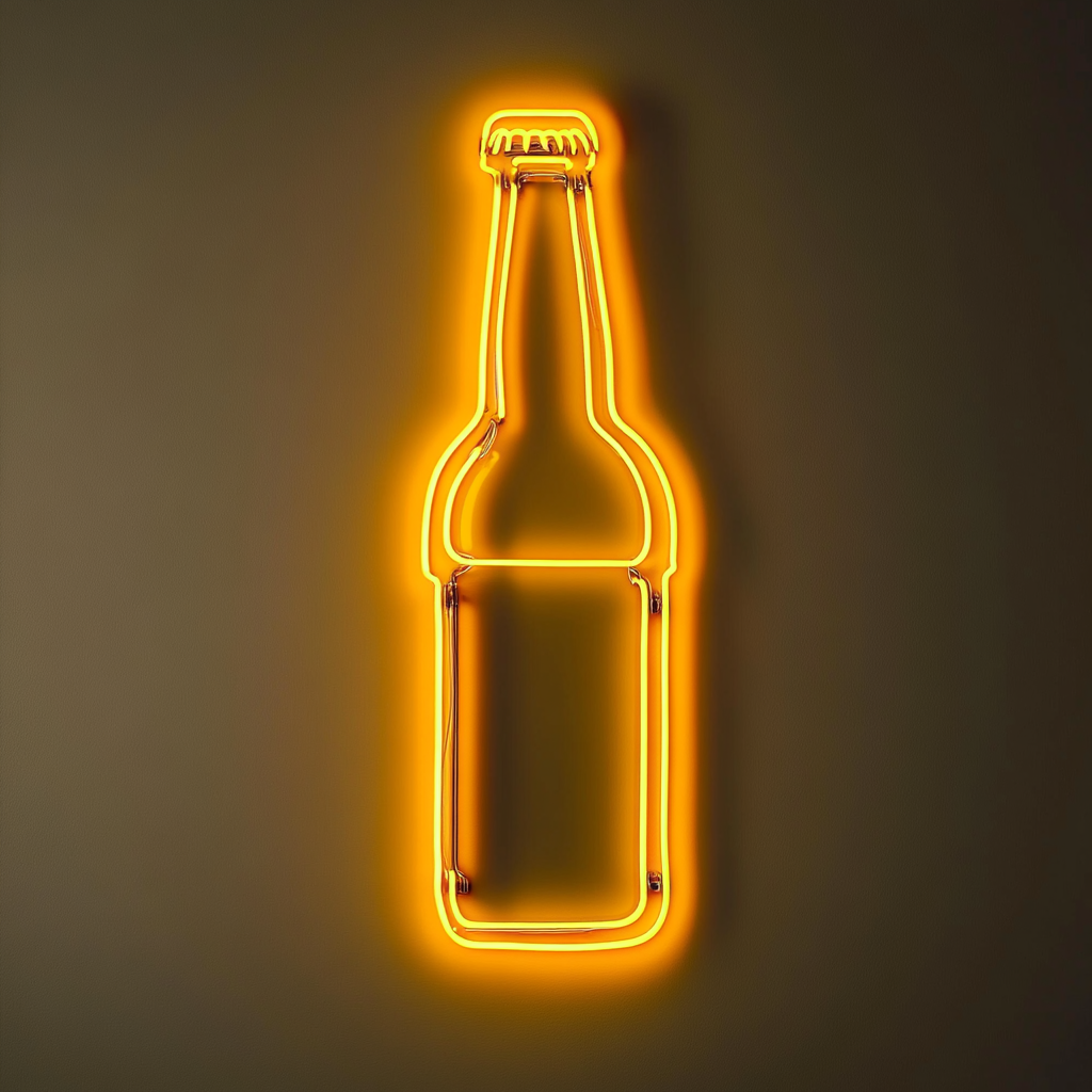 Beer Bottle - Yellow Neon Sign, 18 Inches