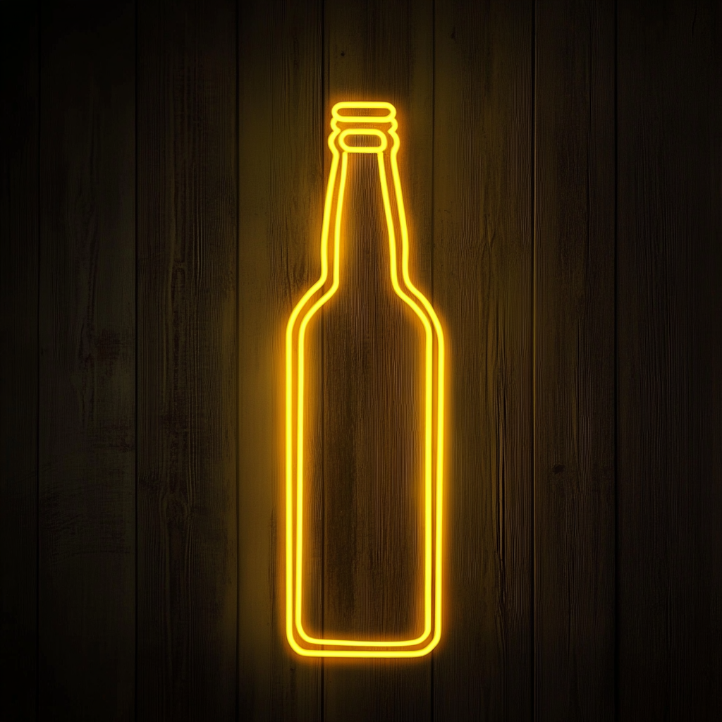 Beer Bottle - Yellow Neon Sign, 18 Inches