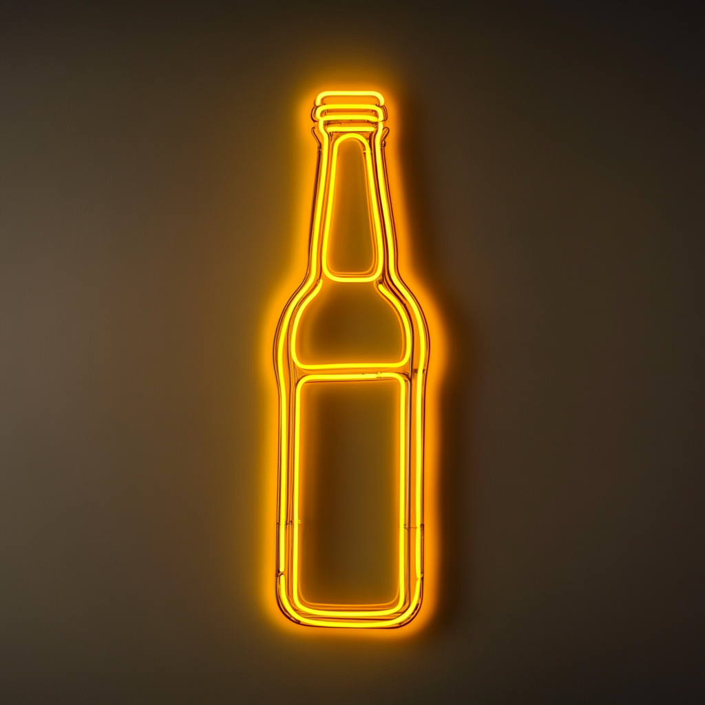 Beer Bottle - Yellow Neon Sign, 18 Inches